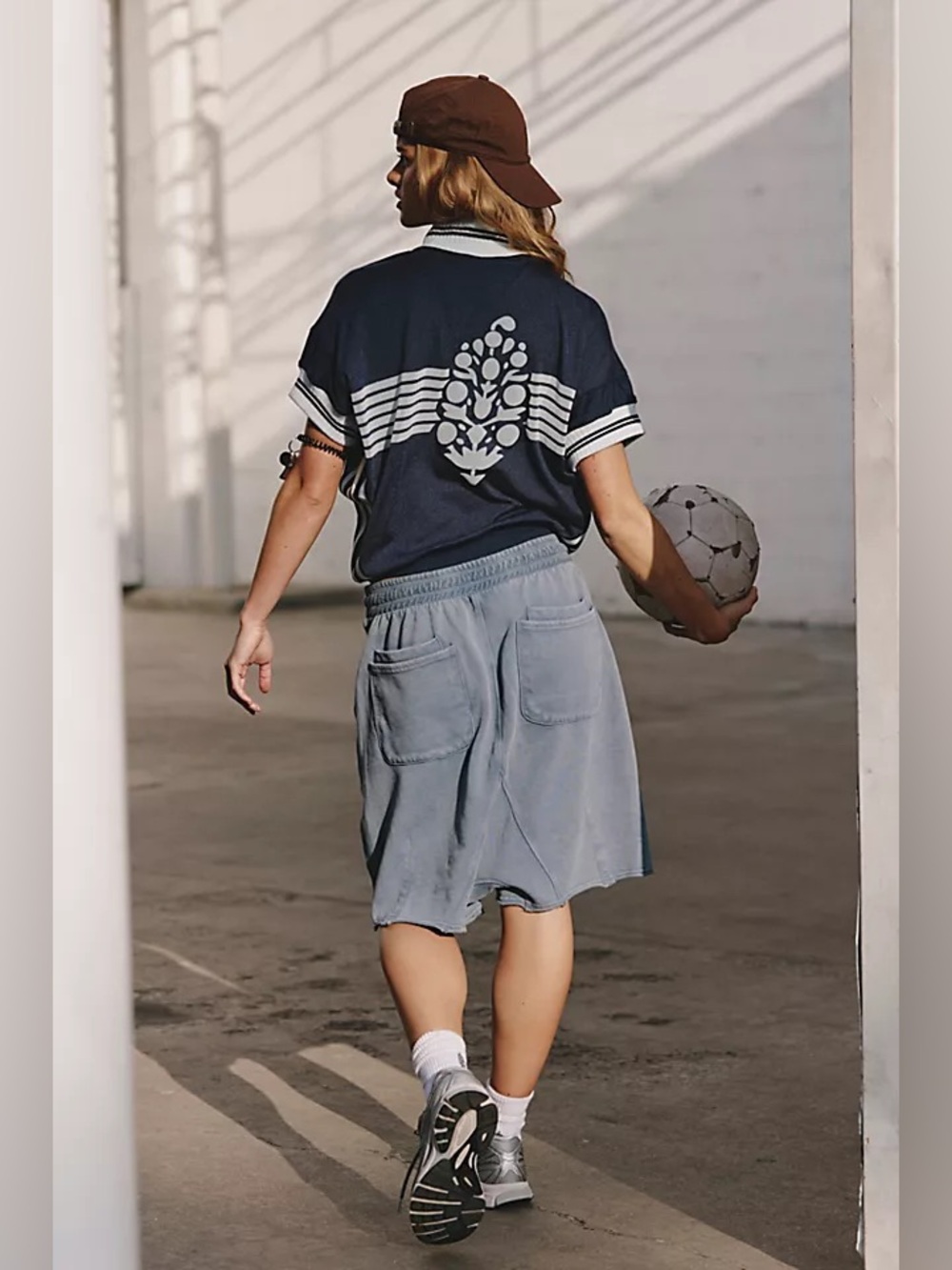 Free People Navy Blue Short Sleeve Graphic Tee